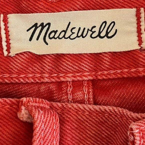 MADEWELL The Mom Jean Garment Dyed Edition in Enamel Red Women Size 27 - Picture 9 of 11